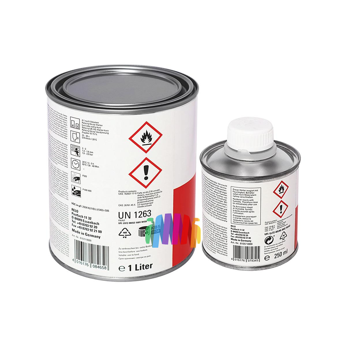 Грунт акриловый автомобильный RELO Relocryl 4+1 Acrylfiller grau (серый) 1 + 0,25 л. 2