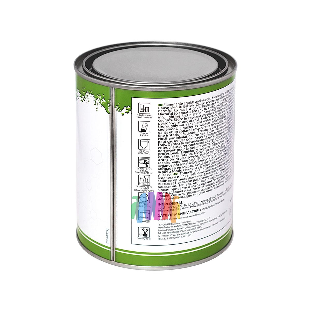 Грунт акриловый автомобильный REF HS 4:1 серый 0,8 л. с отвердителем 0,2 л. 4