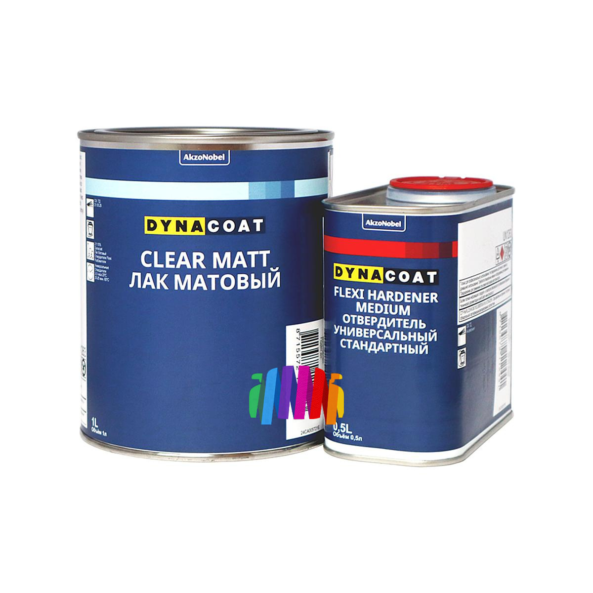 Лак матовый автомобильный акриловый Dynacoat Clear Matt 1 л. с отвердителем Flexi Medium 0,5 л. 1