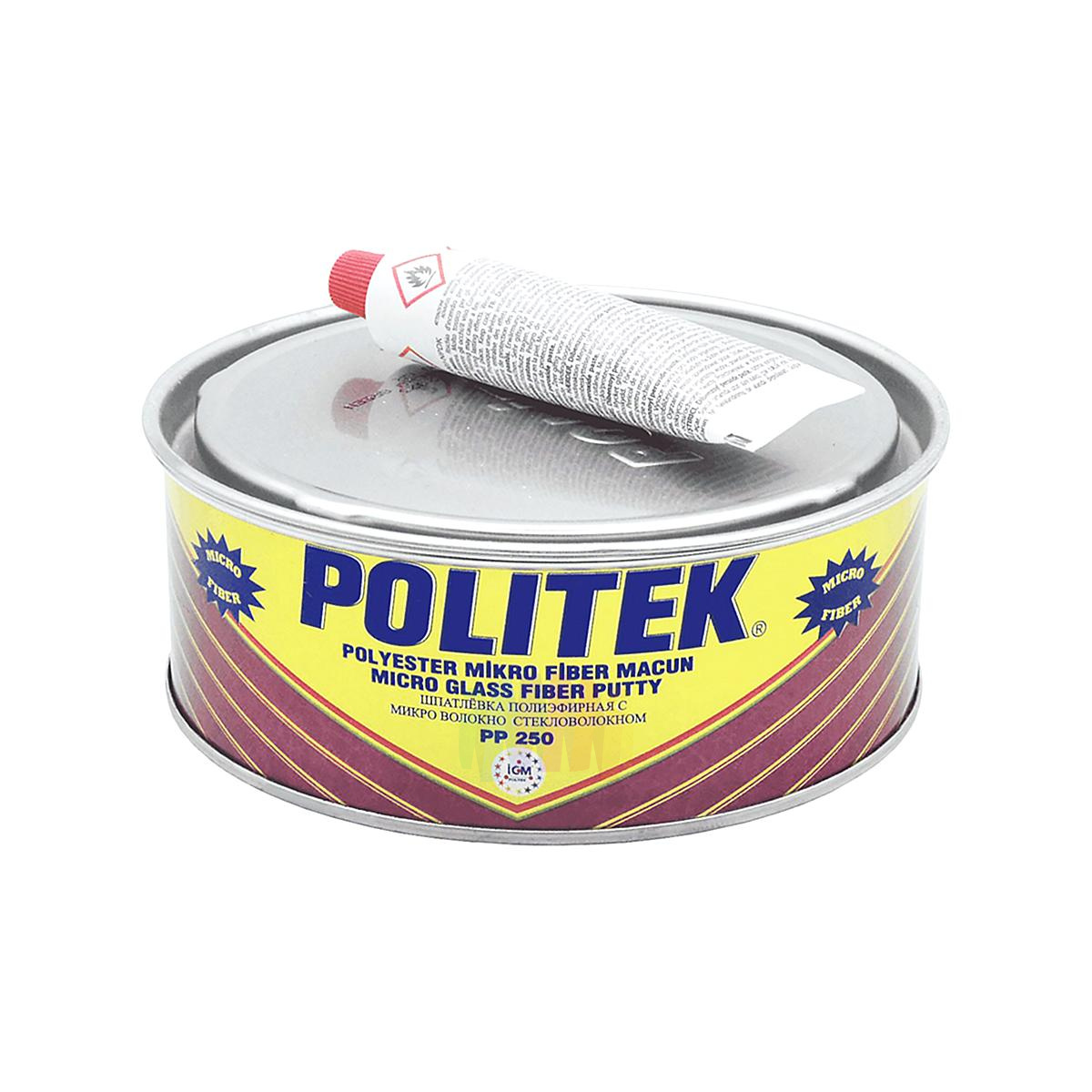 POLITEK PP-250 Micro Glass Fiber Шпатлевка автомобильная со стекловолокном (микростекловолокно) 0,9 кг.