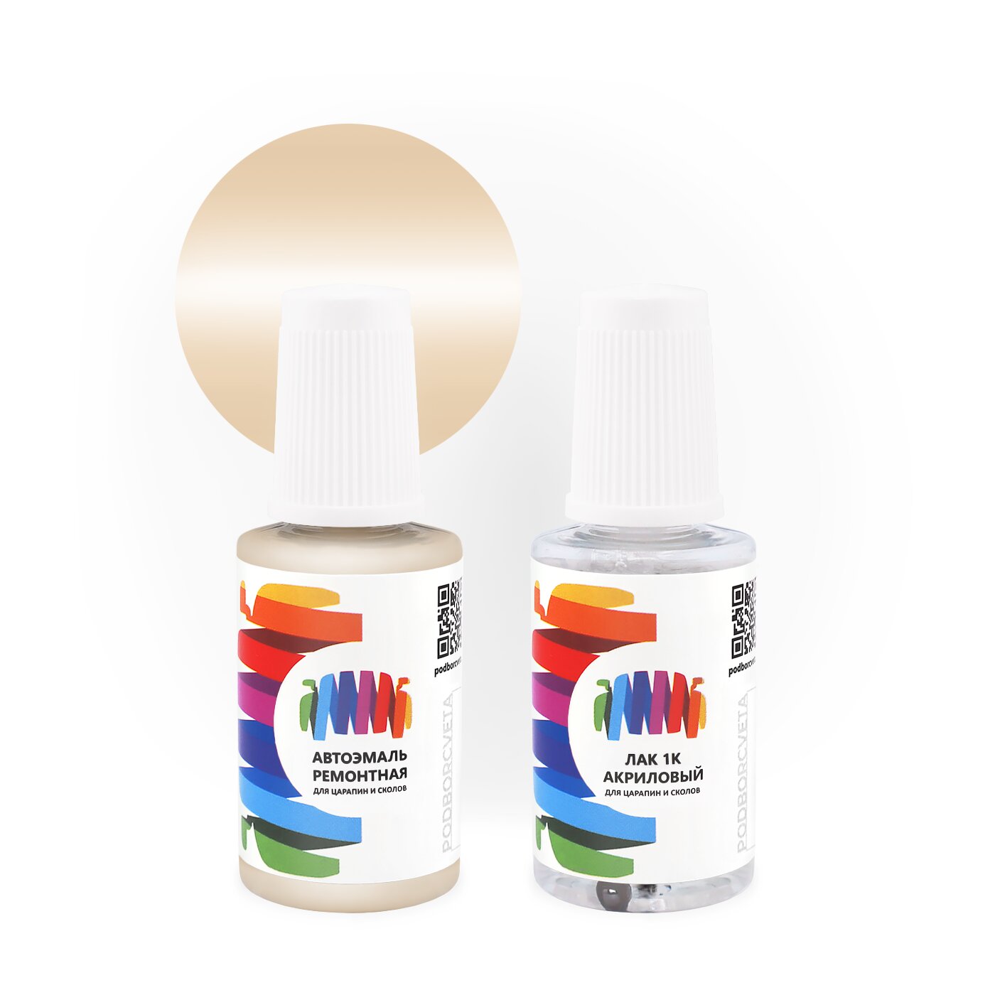 Подкраска для Renault (Рено) «Beige Oran», код цвета P-394 (бежевый), базовая автоэмаль с кисточкой от сколов и царапин, штрих-корректор 20 мл.