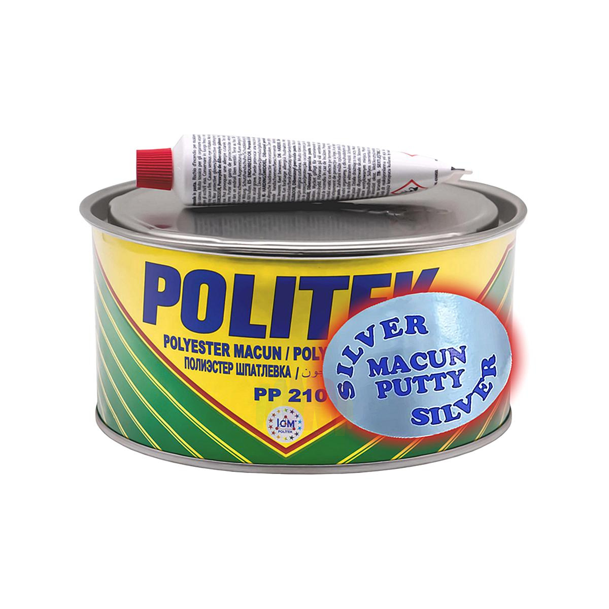 POLITEK PP-280 (Alu) Silver Putty Шпатлевка автомобильная с алюминием 0,4 кг.