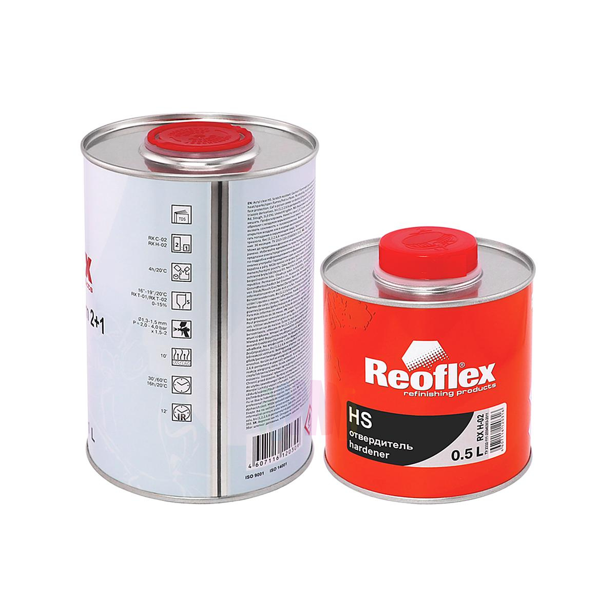 Лак акриловый автомобильный Reoflex RX C-02 HS 2+1 Clear Premium 1 л. с отвердителем 0,5 л. 2