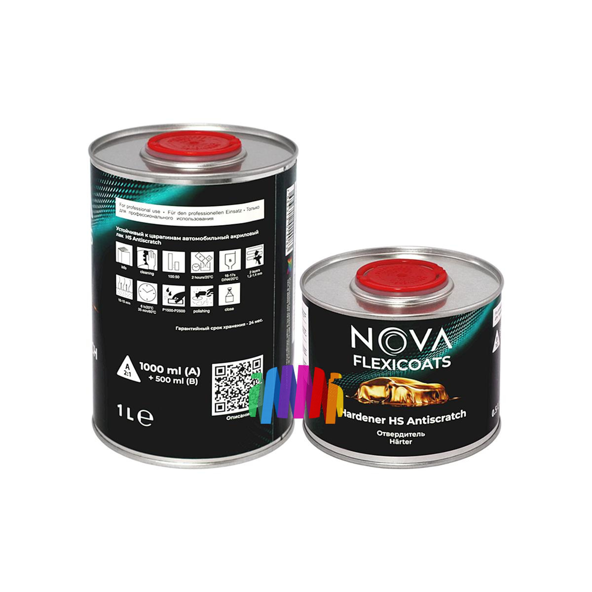 Устойчивый к царапинам автомобильный акриловый лак NOVA Flexicoats 2+1 HS Antiscratch 1 + 0,5 л. 2