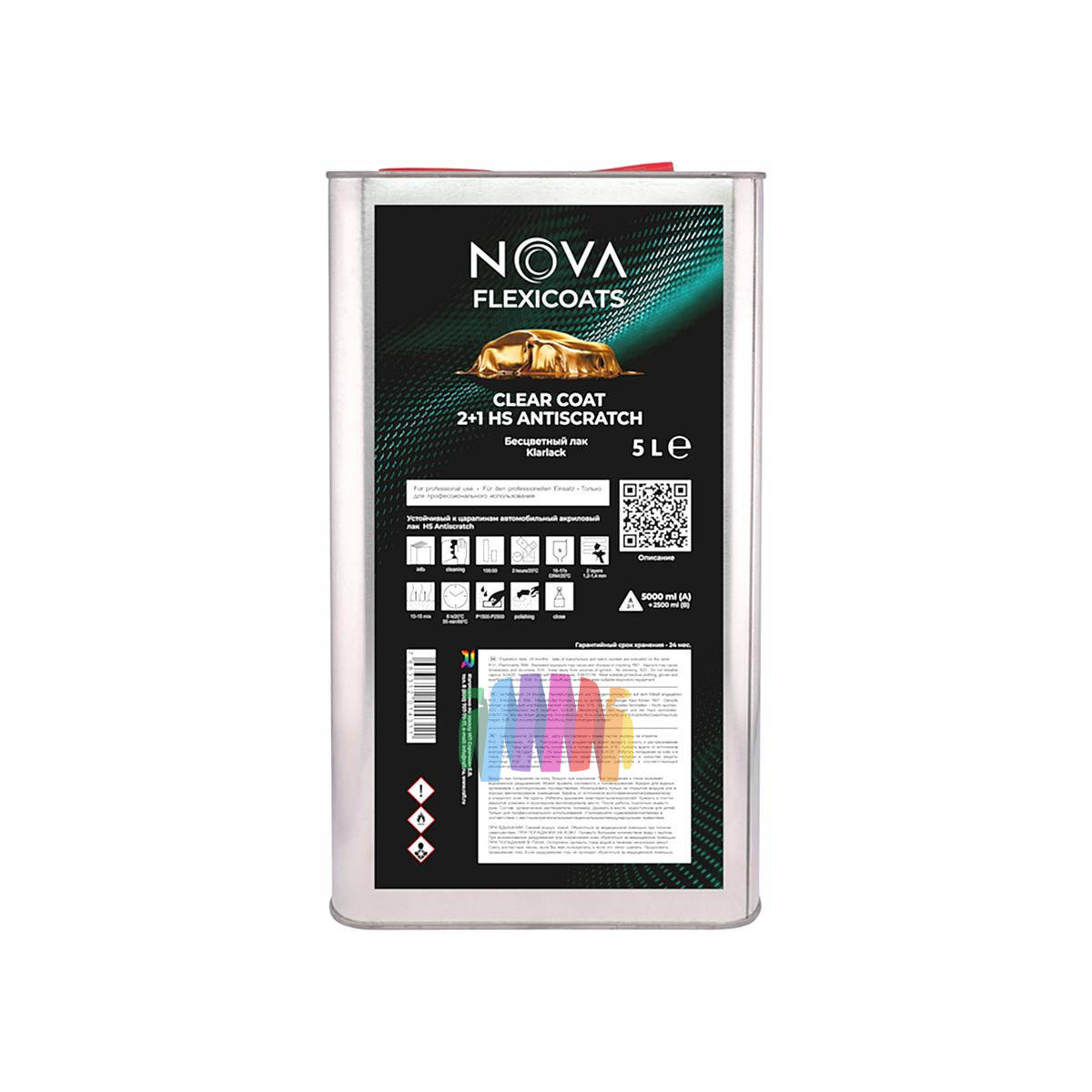 Устойчивый к царапинам автомобильный акриловый лак NOVA Flexicoats 2+1 HS Antiscratch 5 л. + 2,5 л.2