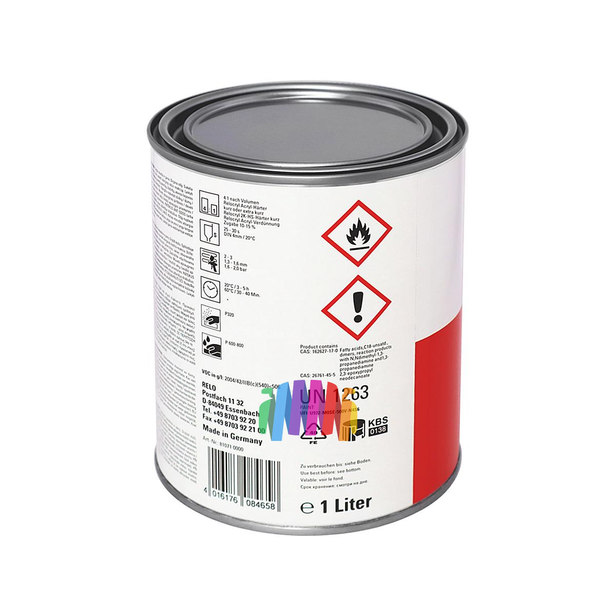 Грунт акриловый автомобильный RELO Relocryl 4+1 Acrylfiller grau (серый) 1 + 0,25 л. 4