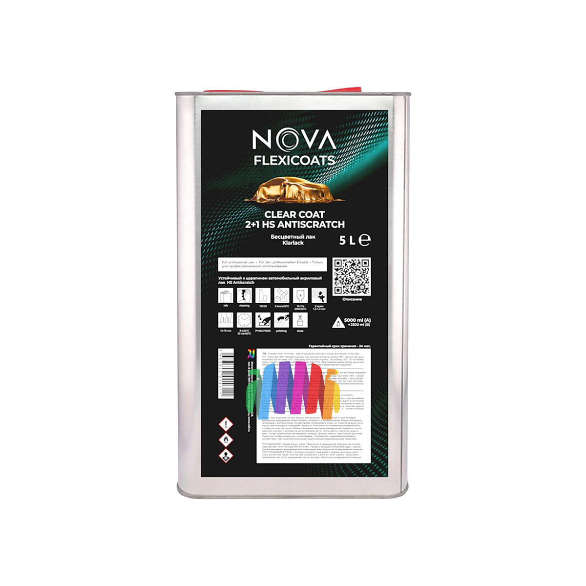Устойчивый к царапинам автомобильный акриловый лак NOVA Flexicoats 2+1 HS Antiscratch 5 л. + 2,5 л.2