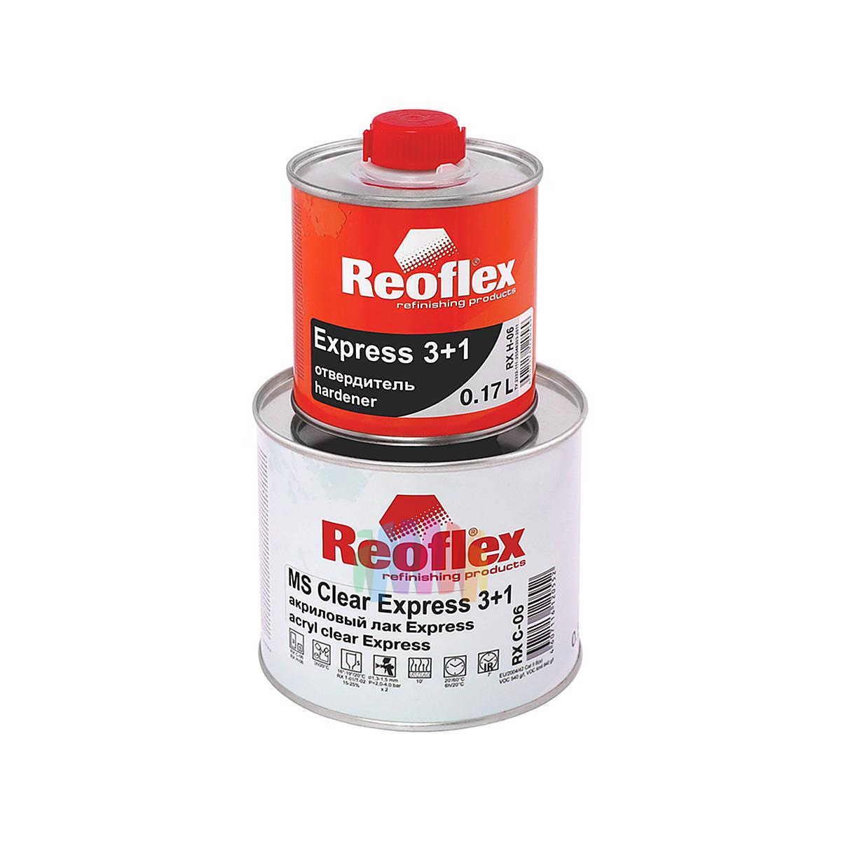 Быстросохнущий лак акриловый автомобильный Reoflex RX C-06 MS 3+1 Clear Express - 4