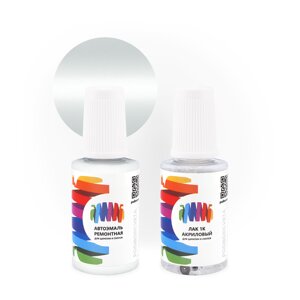 Подкраска для Mercedes Benz (Мерседес Бенц) «Bergkristallweiss», код цвета 134, 9134, 9-134, DB9134, MB9-134 (белый), базовая автоэмаль с кисточкой от сколов и царапин, штрих-корректор 20 мл.