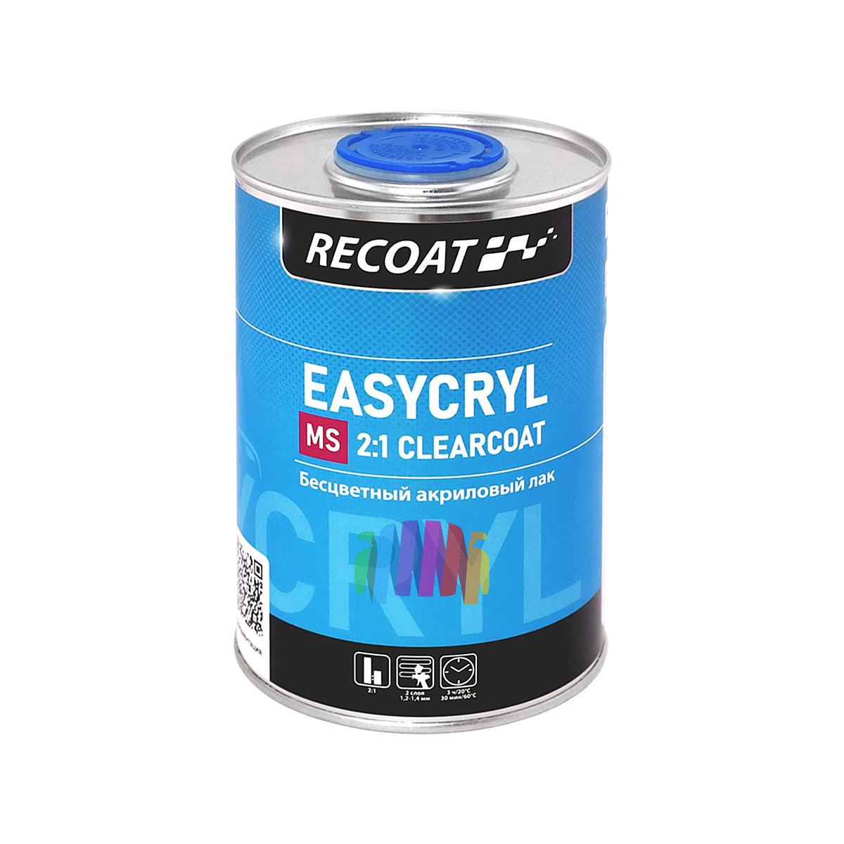 Прозрачный автомобильный акриловый лак RECOAT 2K MS Easycryl (RC-ECC10) 1 л. с отвердителем 0,5 л. 3