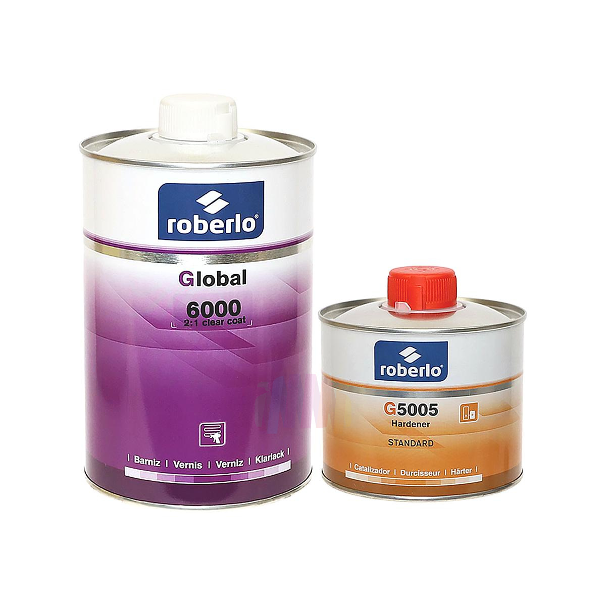 ROBERLO Global 6000 2:1 HS Автомобильный акриловый лак 1 л. с отвердителем G5005 Standard 0,5 л.