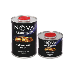 NOVA Flexicoats 2+1 HS Прозрачный глянцевый акриловый автомобильный лак 1 л. с отвердителем 0,5 л.