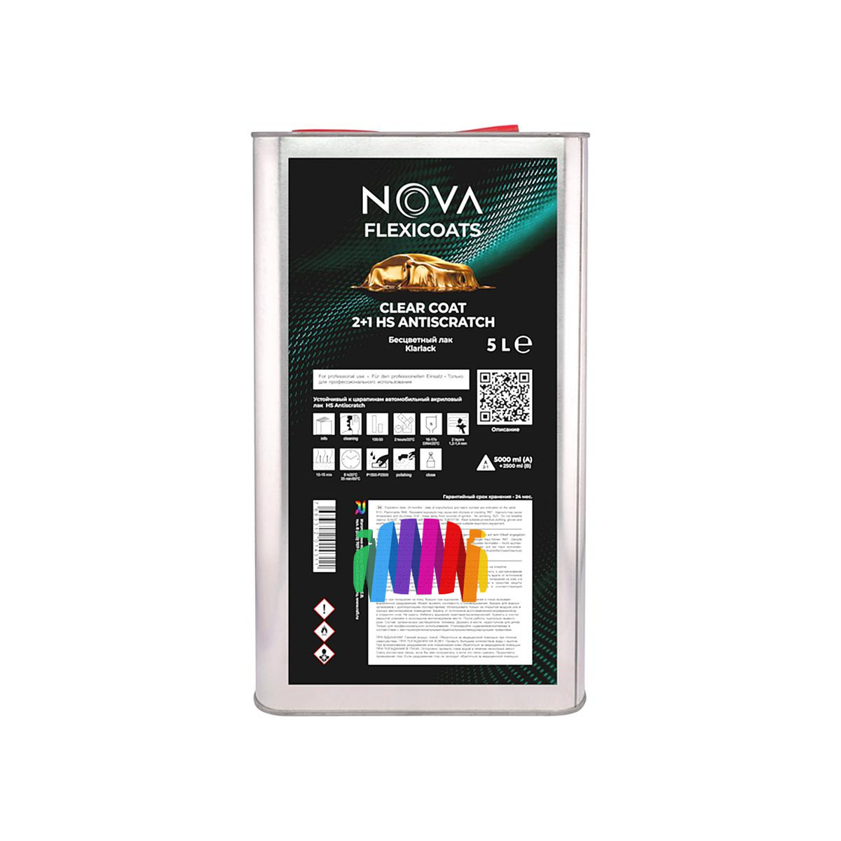 Устойчивый к царапинам автомобильный акриловый лак NOVA Flexicoats 2+1 HS Antiscratch 5 л. + 2,5 л.2