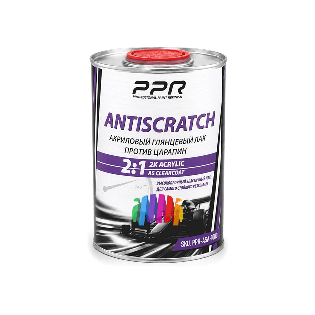 Глянцевый акриловый лак против царапин PPR 2K ANTISCRATCH 1 л. с отвердителем 0,5 л. 3