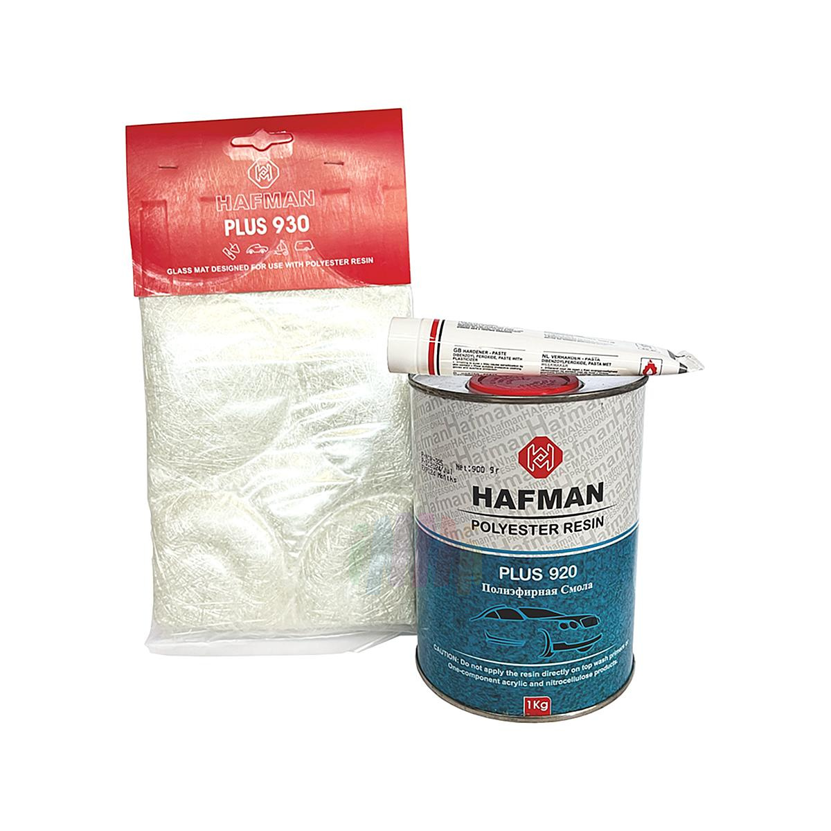 HAFMAN Plus 920 Polyester Resin Ремкомплект полиэфирный (стекломат, полиэфирная смола, отвердитель) 1 кг.