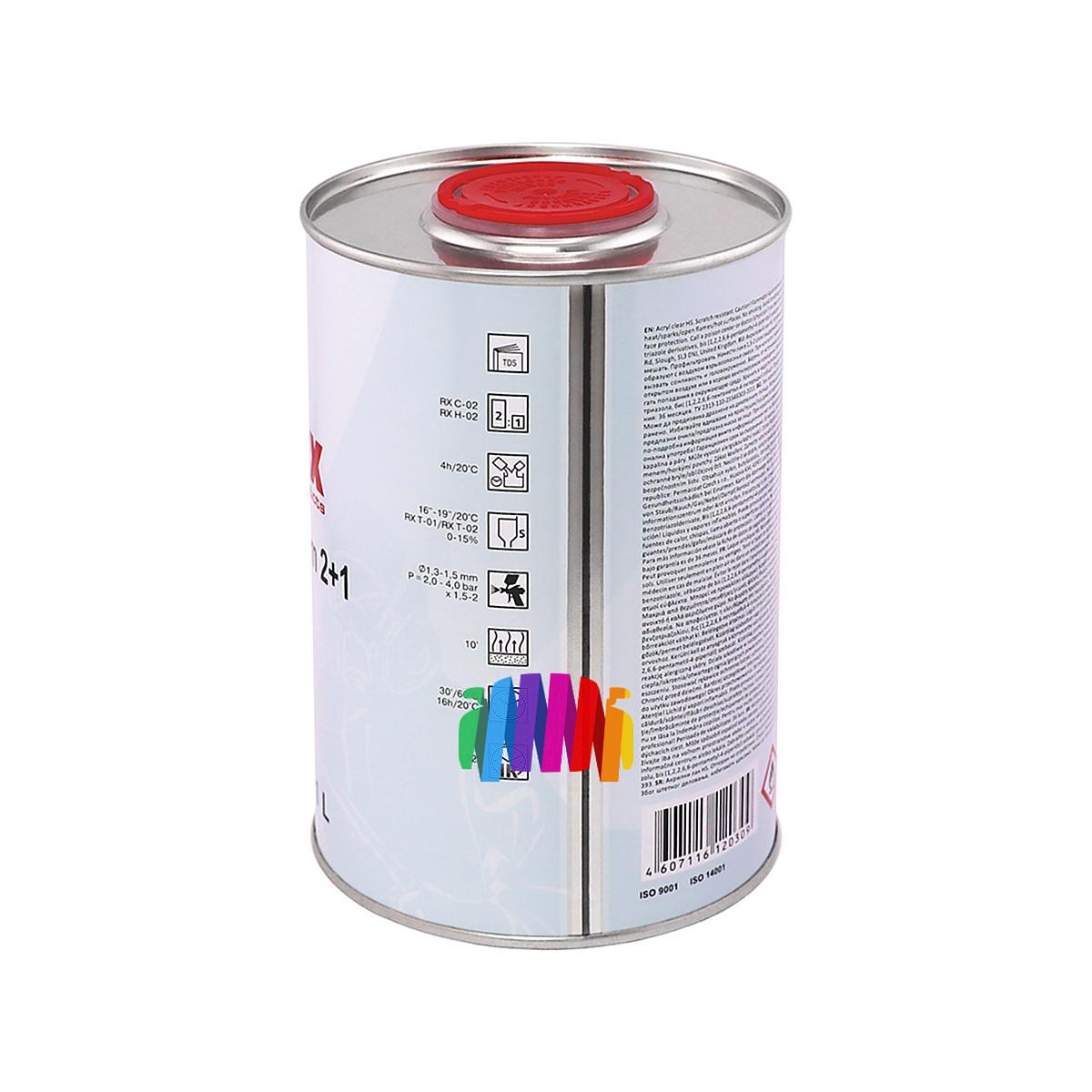 Лак акриловый автомобильный Reoflex RX C-02 HS 2+1 Clear Premium 1 л. с отвердителем 0,5 л. 4