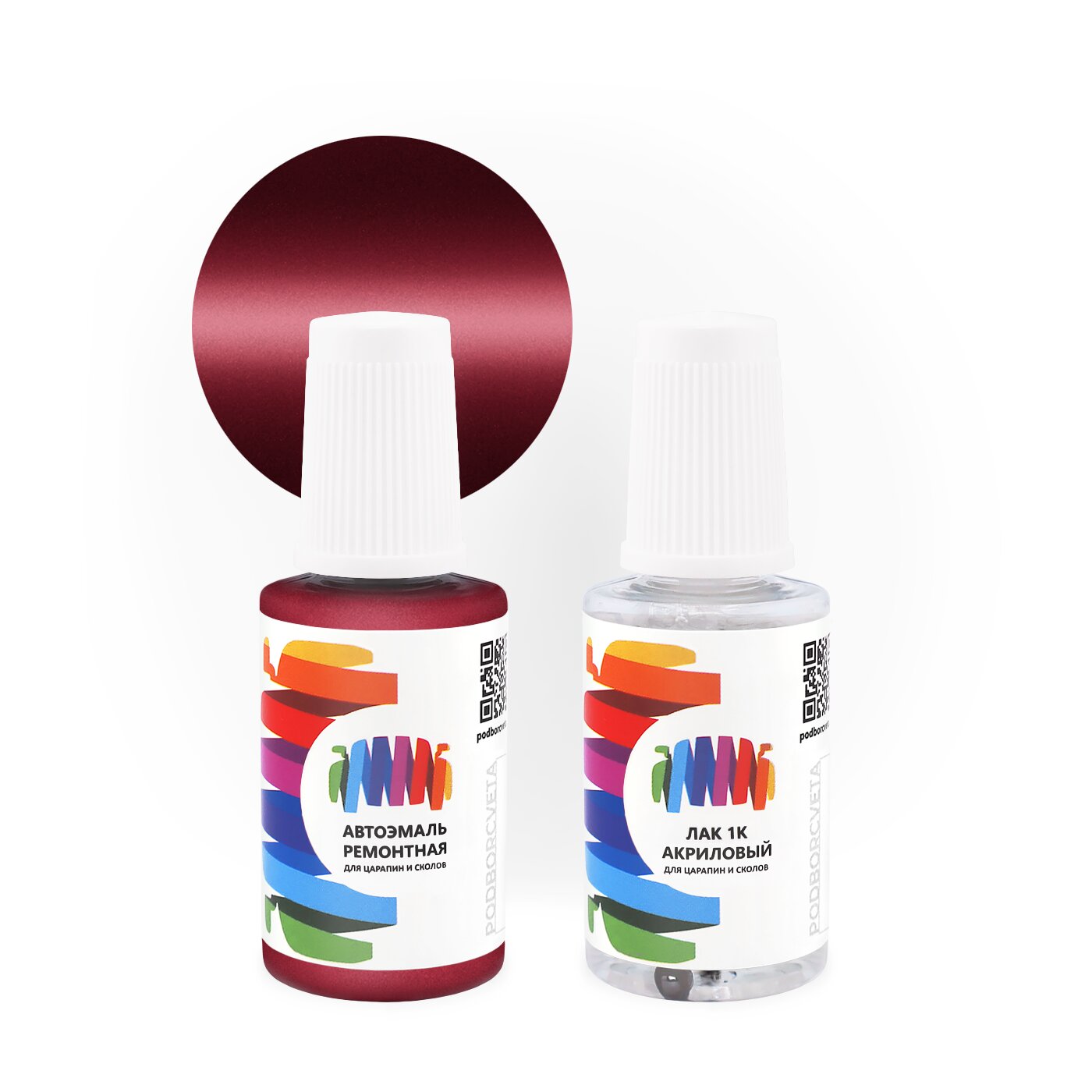 Подкраска для Mercedes Benz (Мерседес Бенц) «Almandinrot», код цвета 3512, 512, DB512 (красный), базовая автоэмаль с кисточкой от сколов и царапин, штрих-корректор 20 мл.