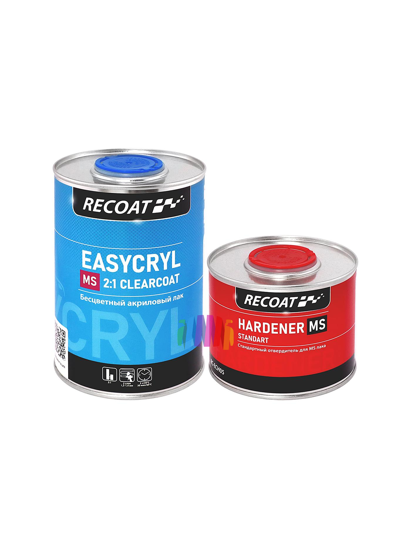 RECOAT RC-ECC10 2K MS EASYCRYL Прозрачный автомобильный акриловый лак (6 комплектов) 2
