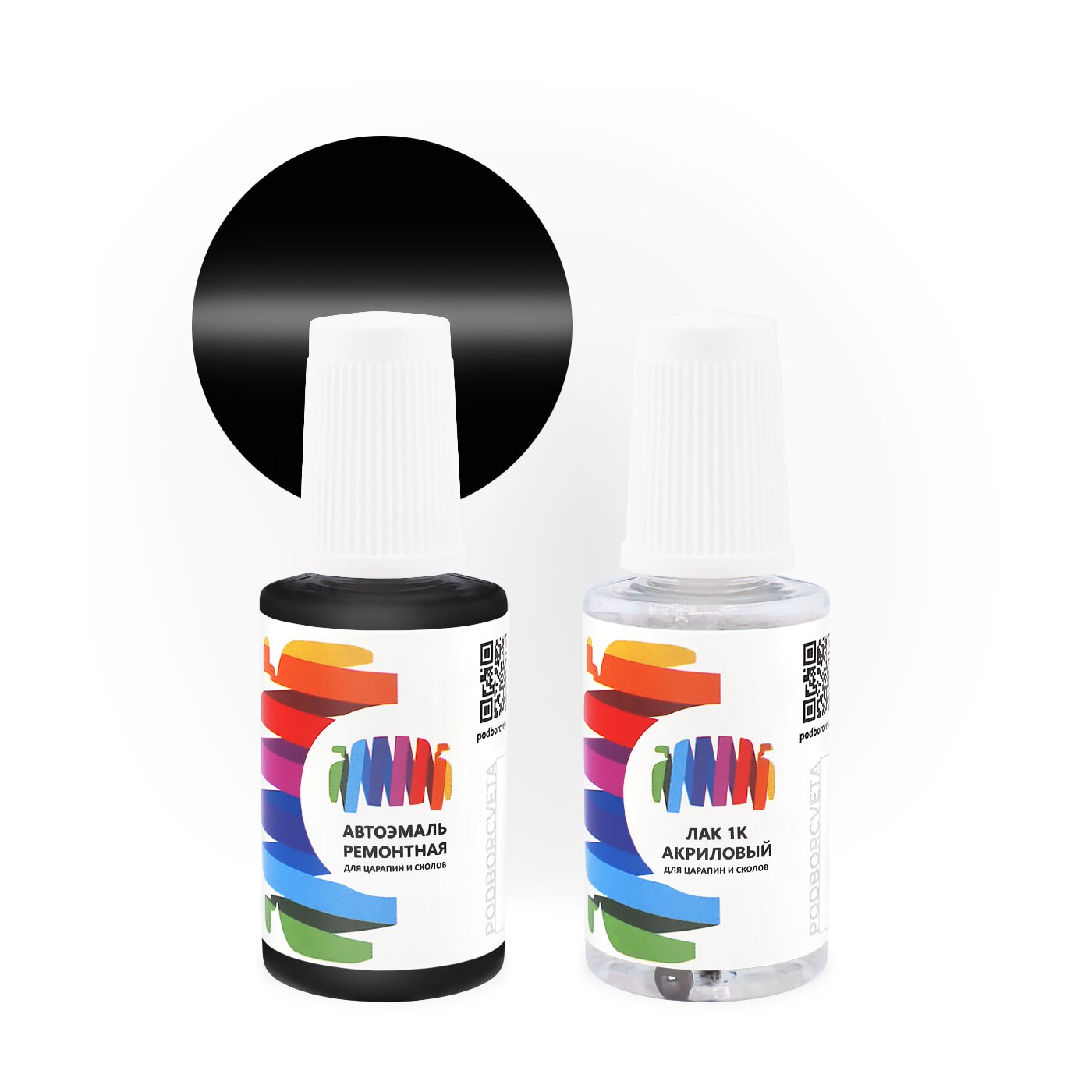 Подкраска для Daihatsu (Дайхатсу) «Black», код цвета 6047 (черный), базовая автоэмаль с кисточкой от сколов и царапин, штрих-корректор 20 мл.