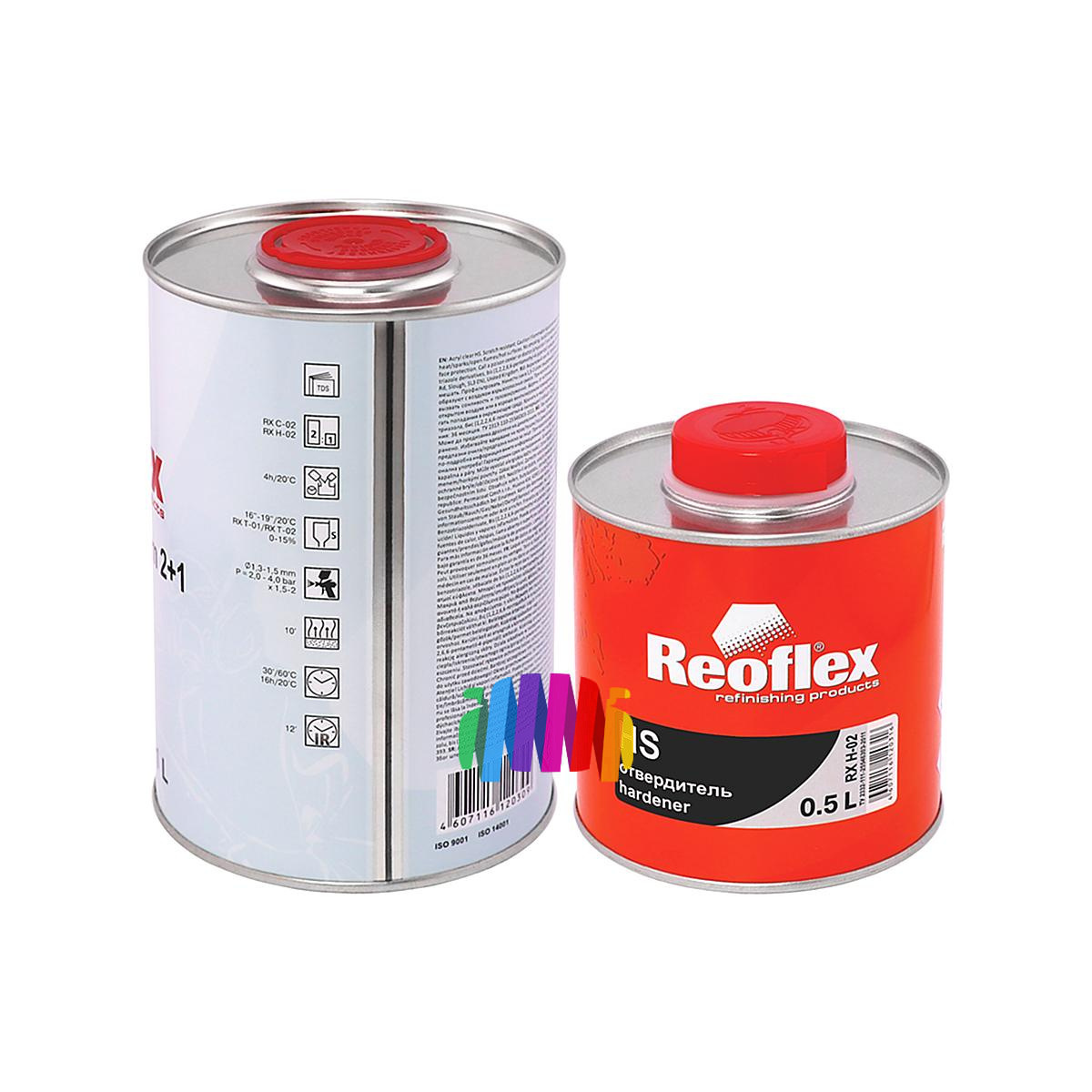 Лак акриловый автомобильный Reoflex RX C-02 HS 2+1 Clear Premium 1 л. с отвердителем 0,5 л. 2