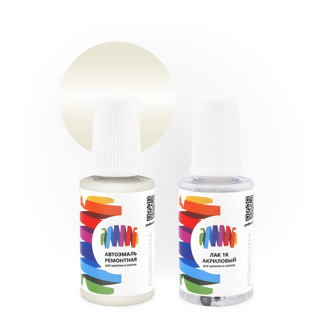 Подкраска для Fiat (Фиат) «Branco Kalahari», код цвета VR-707, VR707/B, VR-707/B (белый), базовая автоэмаль с кисточкой от сколов и царапин, штрих-корректор 20 мл.