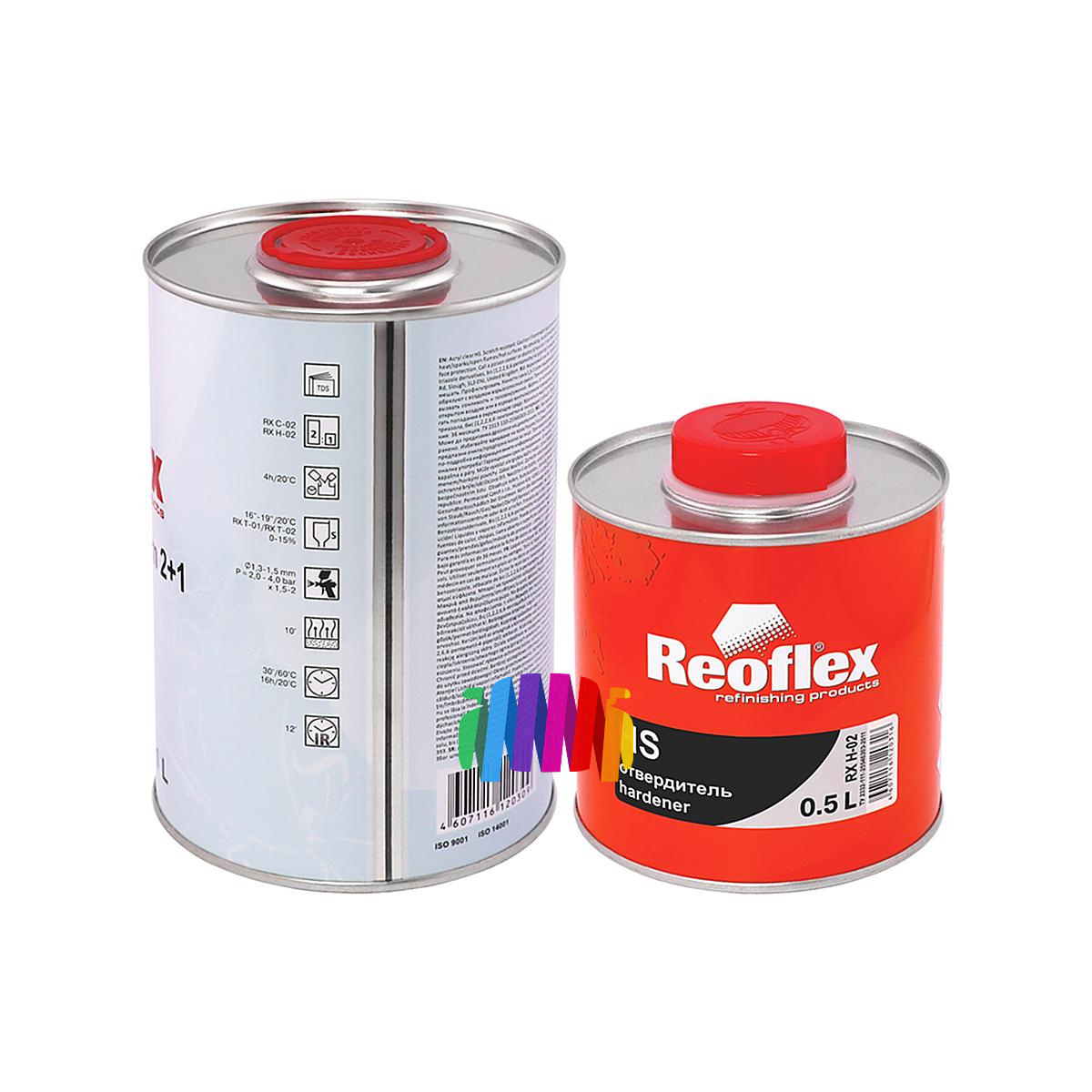 Лак акриловый автомобильный Reoflex RX C-02 HS 2+1 Clear Premium 1 л. с отвердителем 0,5 л. 2