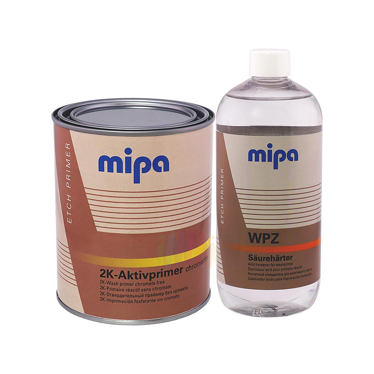 MIPA 2K Etch Aktivprimer HS Washprimer Кислотный антикоррозийный автомобильный грунт 1 л. с отвердителем WPZ 0,5 л.