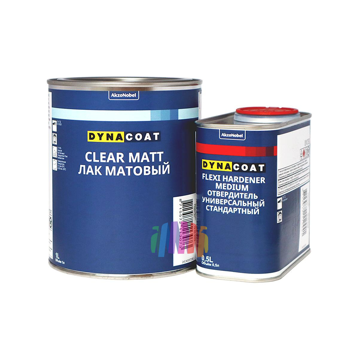 Лак матовый автомобильный акриловый Dynacoat Clear Matt 1 л. с отвердителем Flexi Medium 0,5 л. 1