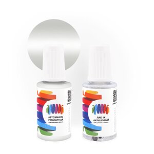 Подкраска для Mitsubishi (Мицубиси) «White», код цвета CUW10055, W55, W57 (белый), базовая автоэмаль 3 сл. с кисточкой от сколов и царапин, штрих-корректор 20 мл.