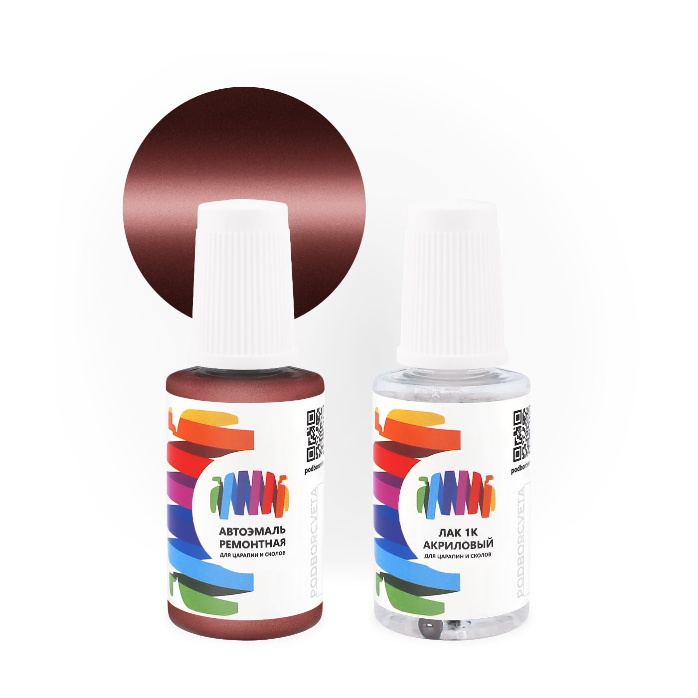 Подкраска для Ford (Форд) «Rojo Tiziano», код цвета 3-A (красный), базовая автоэмаль с кисточкой от сколов и царапин, штрих-корректор 20 мл.