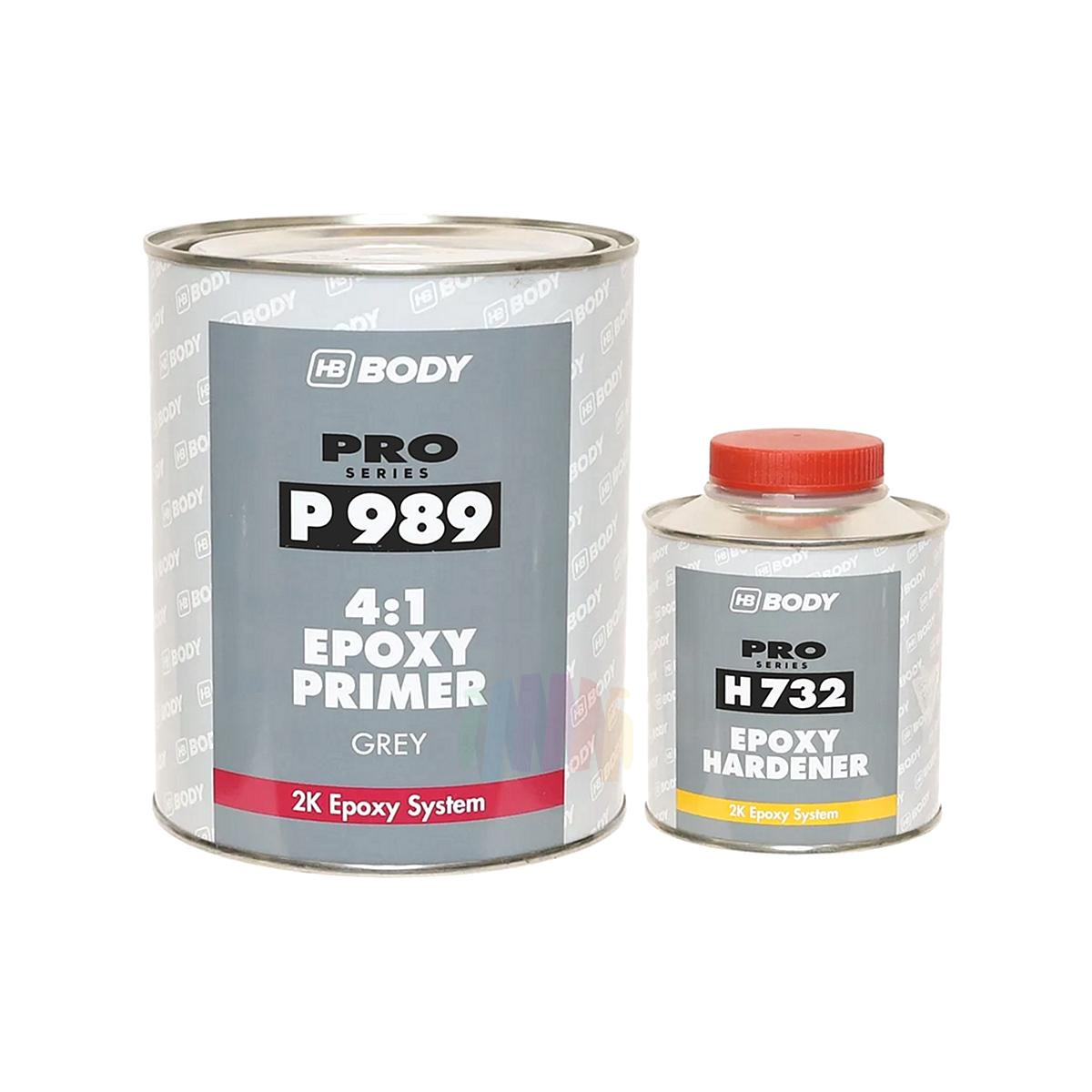 HB BODY P989 2K 4:1 Epoxy Primer Эпоксидный антикоррозийный автомобильный грунт-наполнитель 1 л. с отвердителем H732 0,25 л.