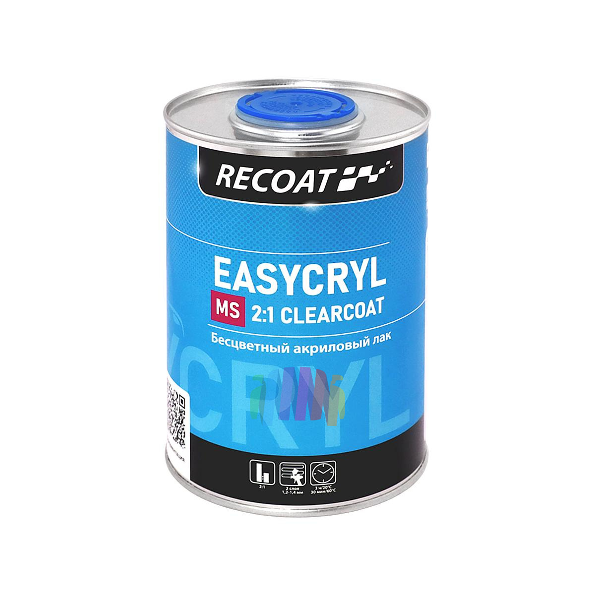 Прозрачный автомобильный акриловый лак RECOAT 2K MS Easycryl (RC-ECC10) 1 л. с отвердителем 0,5 л. 3