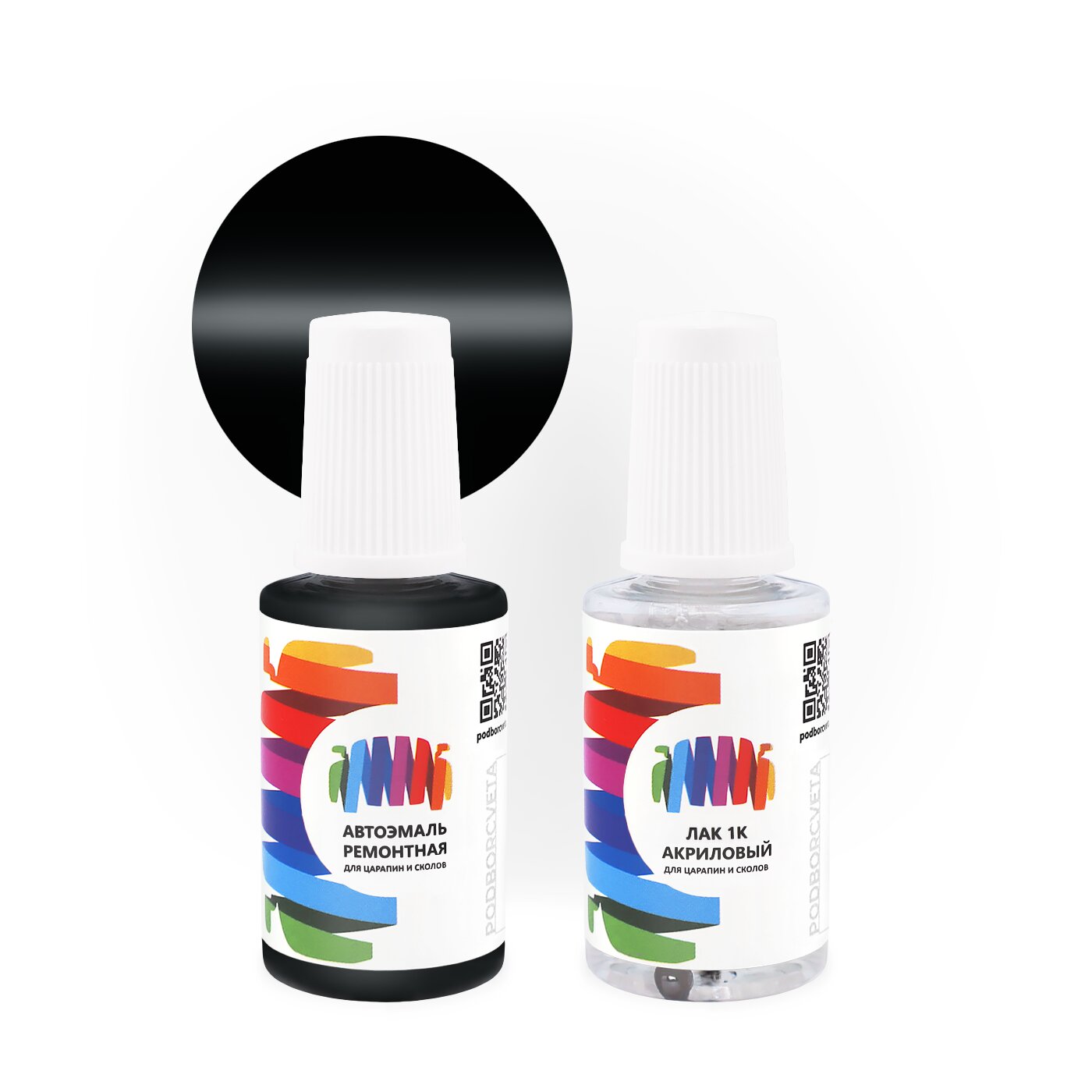 Подкраска для GAZ (ГАЗ, Волга) «Black», код цвета O68 (черный), базовая автоэмаль с кисточкой от сколов и царапин, штрих-корректор 20 мл.