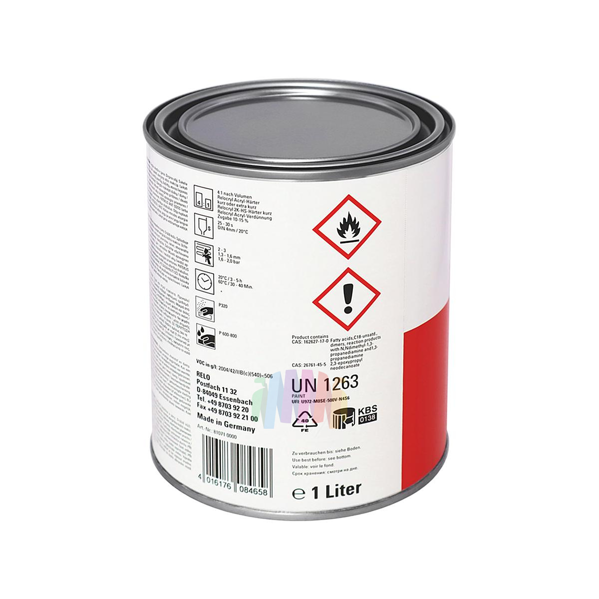 Грунт акриловый автомобильный RELO Relocryl 4+1 Acrylfiller grau (серый) 1 + 0,25 л. 4