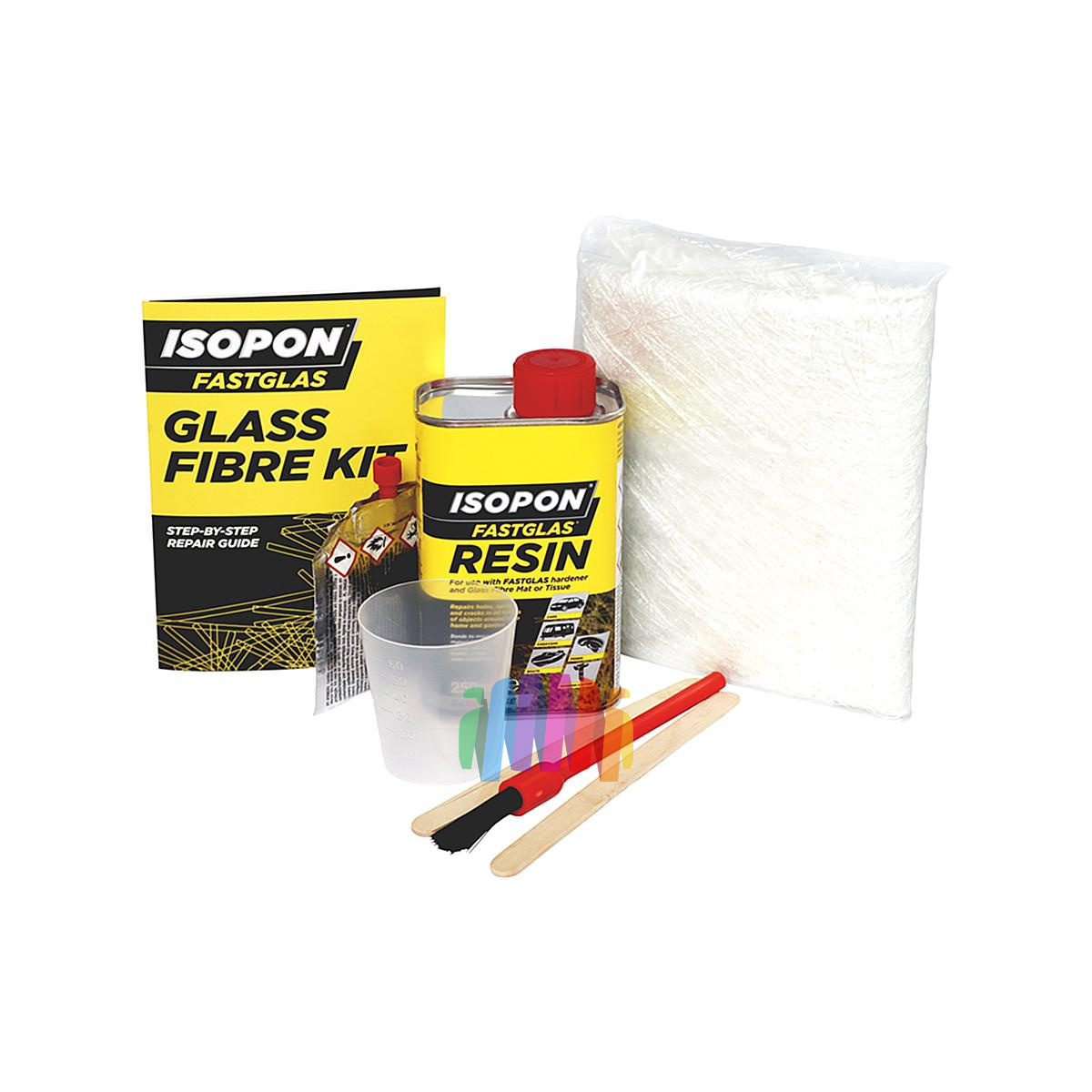 Комплект для ремонта стеклопластика U-POL Isopon GL/SM/D Fastglass FiberGlass Repair Kit 0,25 м2 3