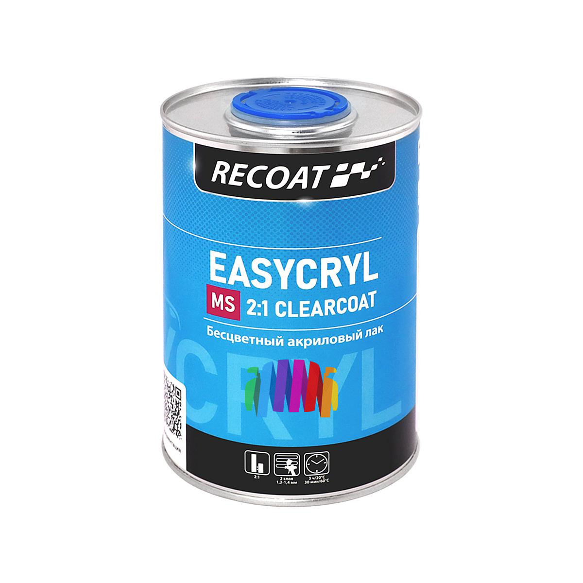 Прозрачный автомобильный акриловый лак RECOAT 2K MS Easycryl (RC-ECC10) 1 л. с отвердителем 0,5 л. 3